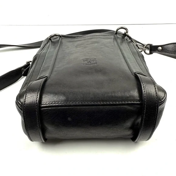 IL Bisonte‎ Crossbody Saddle Bag Black Italian Leather Handbag Purse Made Italy - Picture 12 of 16